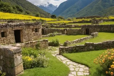 Ruines anciennes entourées de nature verdoyante