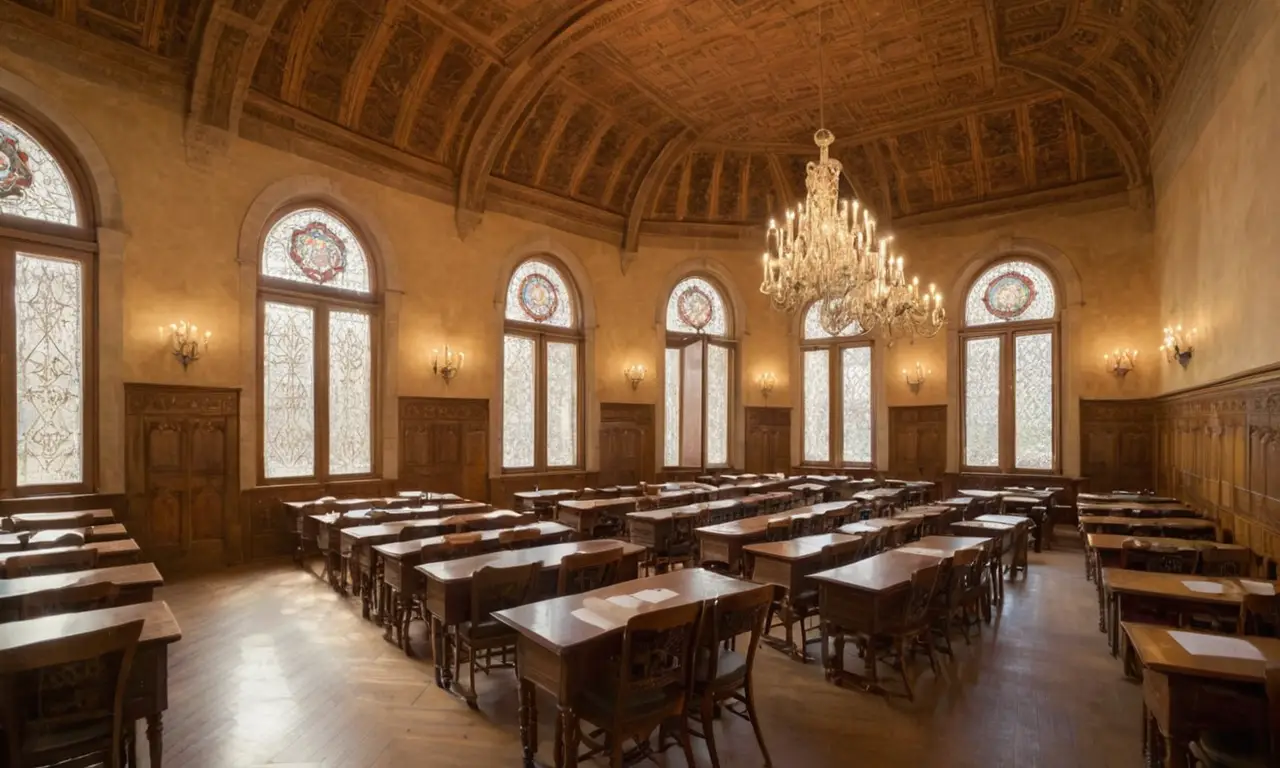 Salle de cours classique, ambiance érudite