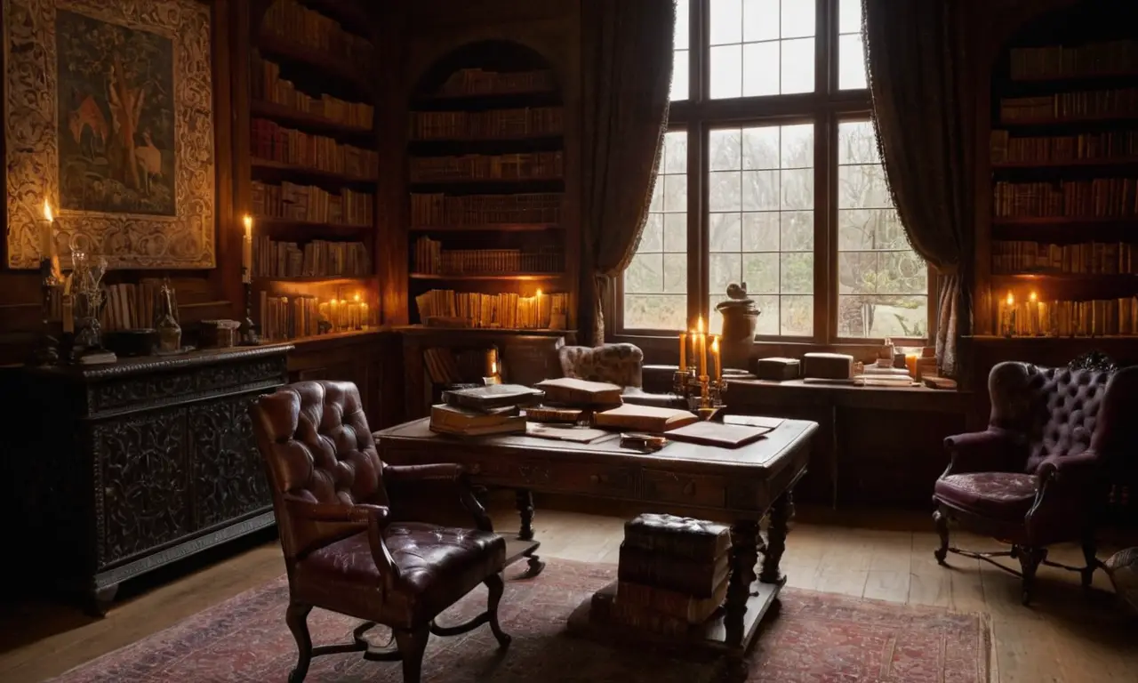 Un bureau chaleureux rempli de livres anciens