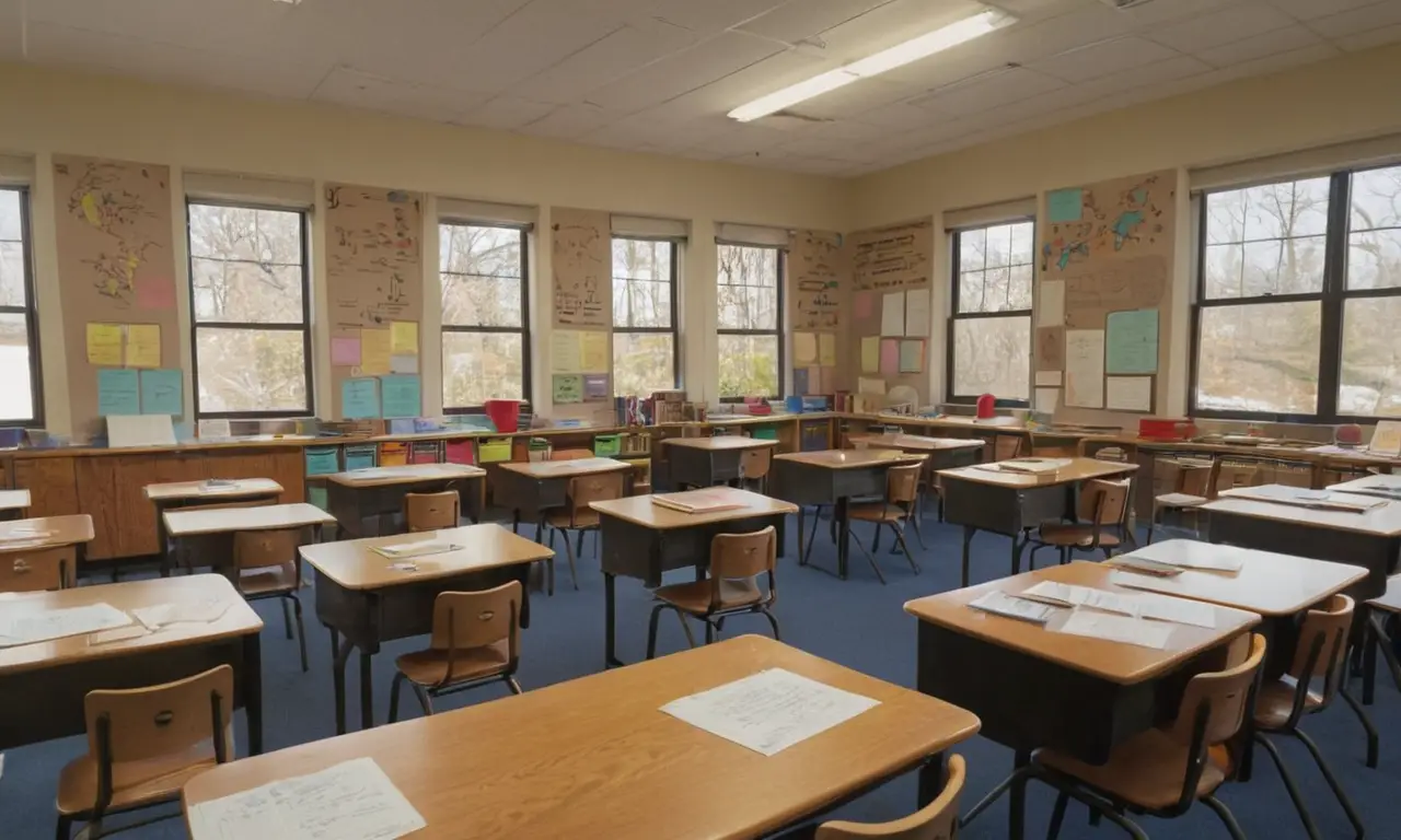 Salle de classe lumineuse, élèves engagés activement