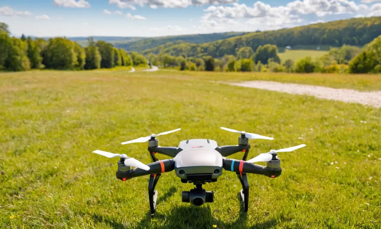 Drone en vol, sécurité et nature rayonnante