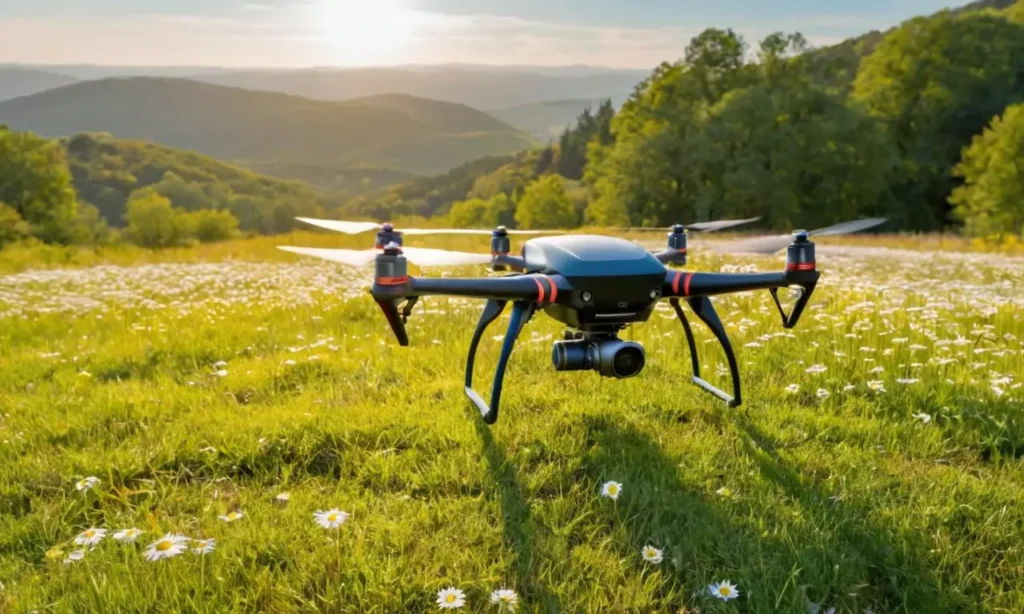 Un drone moderne flotte sous un ciel bleu