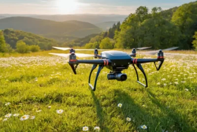 Un drone moderne flotte sous un ciel bleu