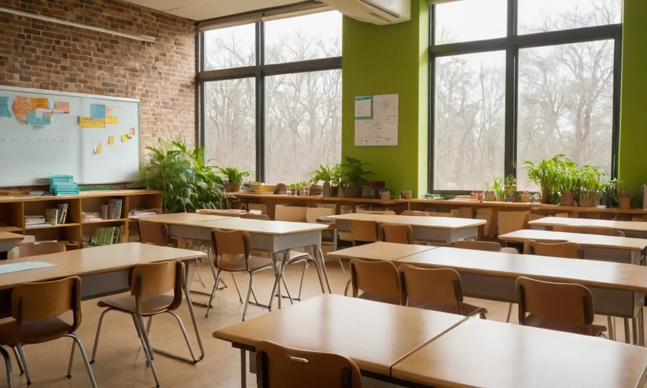 Classe lumineuse, élèves attentifs et enthousiaste ambiance