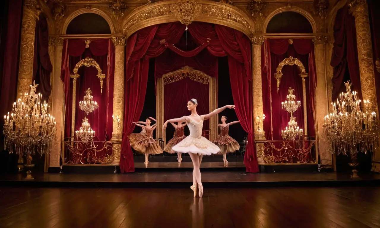 Scène de ballet élégante, danseurs envoûtants