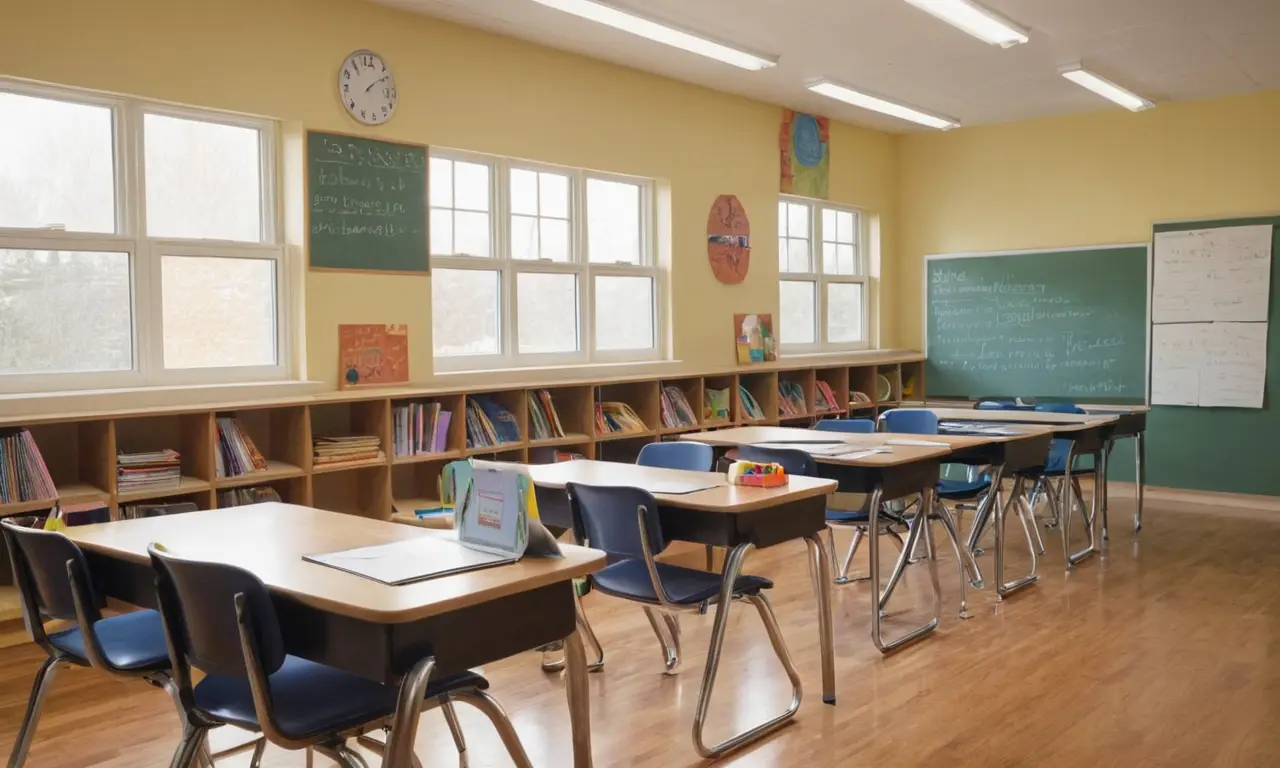 Salle de classe dynamique et colorée