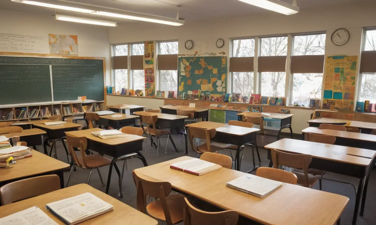 Salle de classe lumineuse avec étudiants concentrés