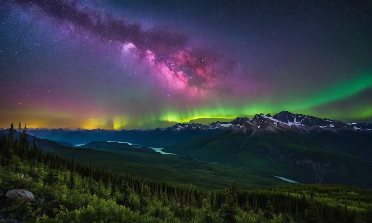 Ciel lumineux avec aurores et paysages magnifiques