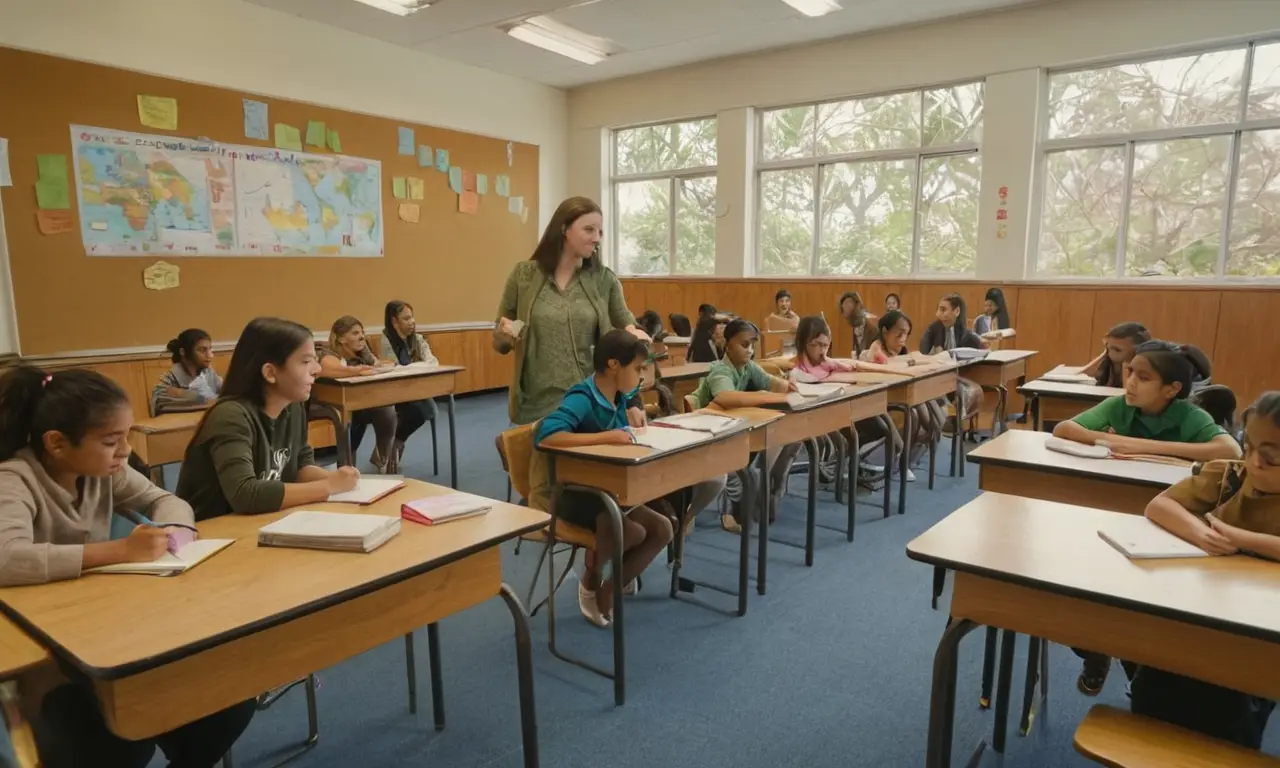 Salle de classe dynamique avec élèves divers