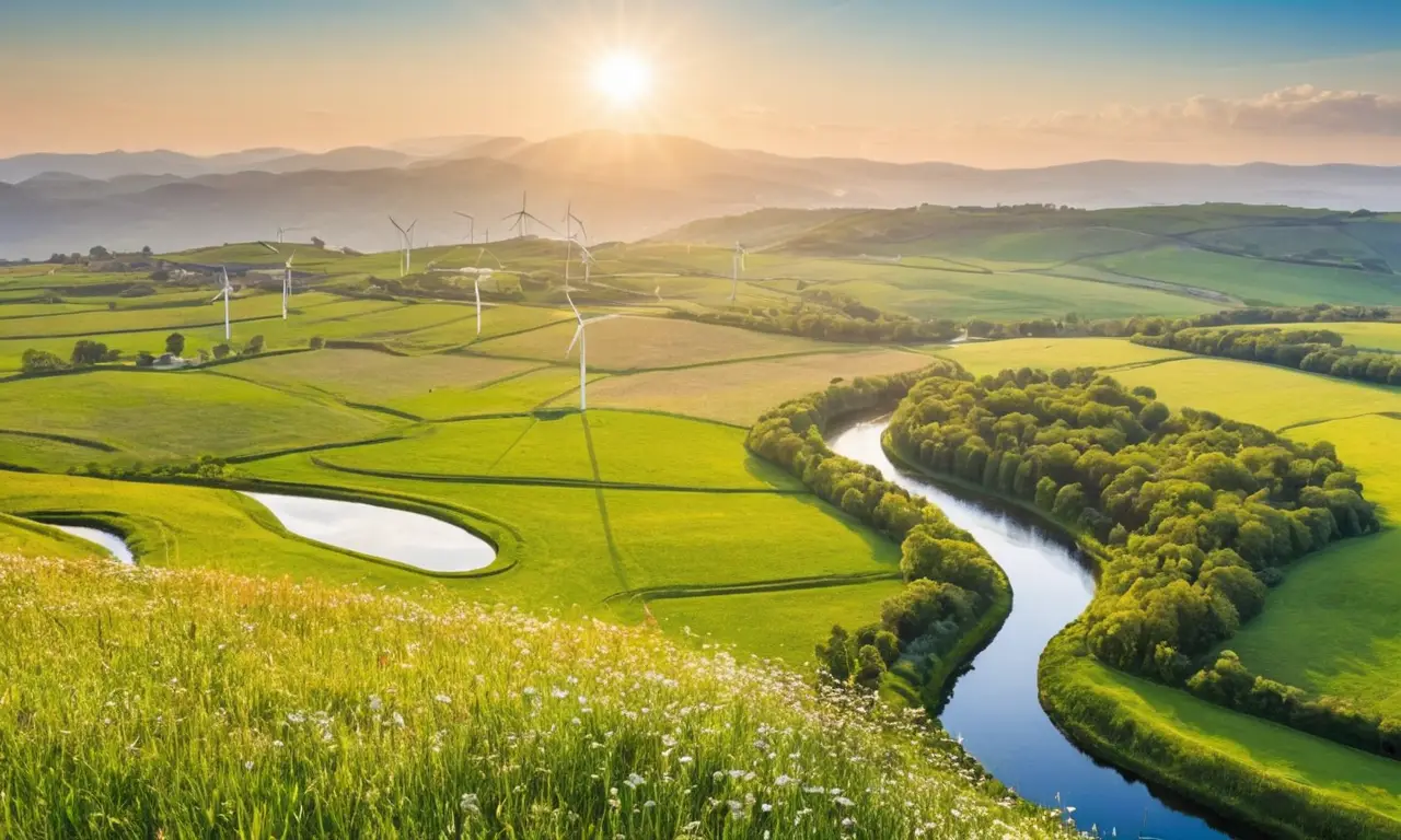 Un paysage verdoyant et lumineux, harmonieux