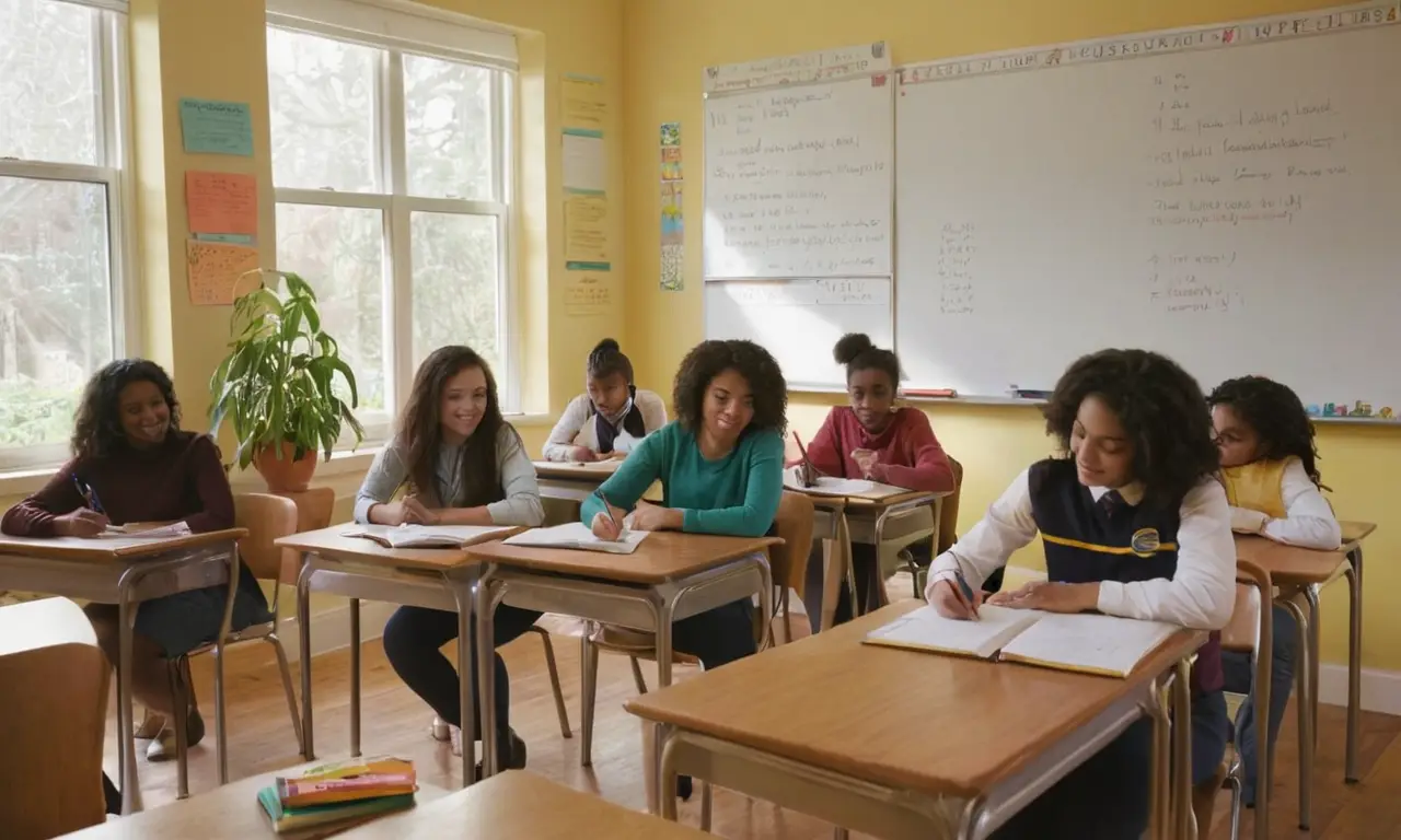 Salle de classe lumineuse et animée