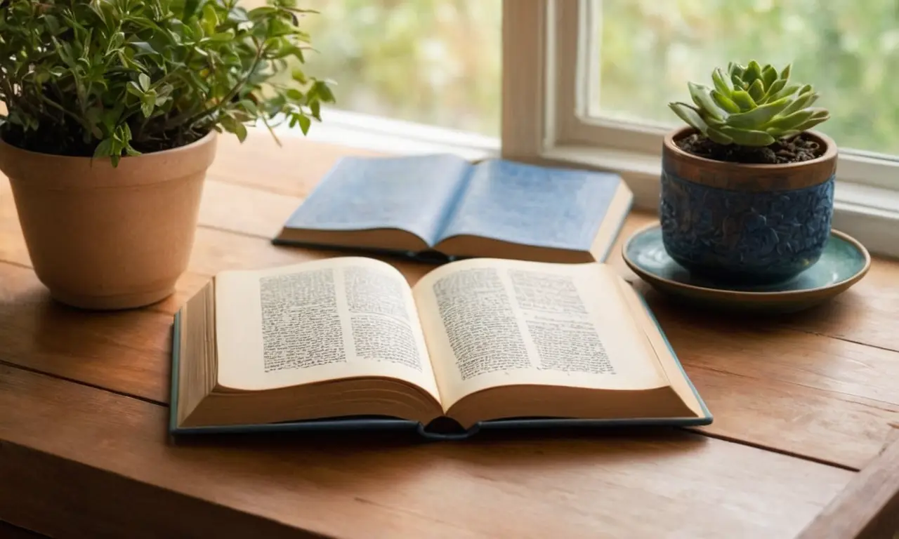 Livre ancien sur table, lumière douce, sérénité