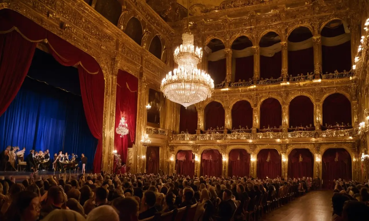 Une opéra luxueux avec des artistes en scène