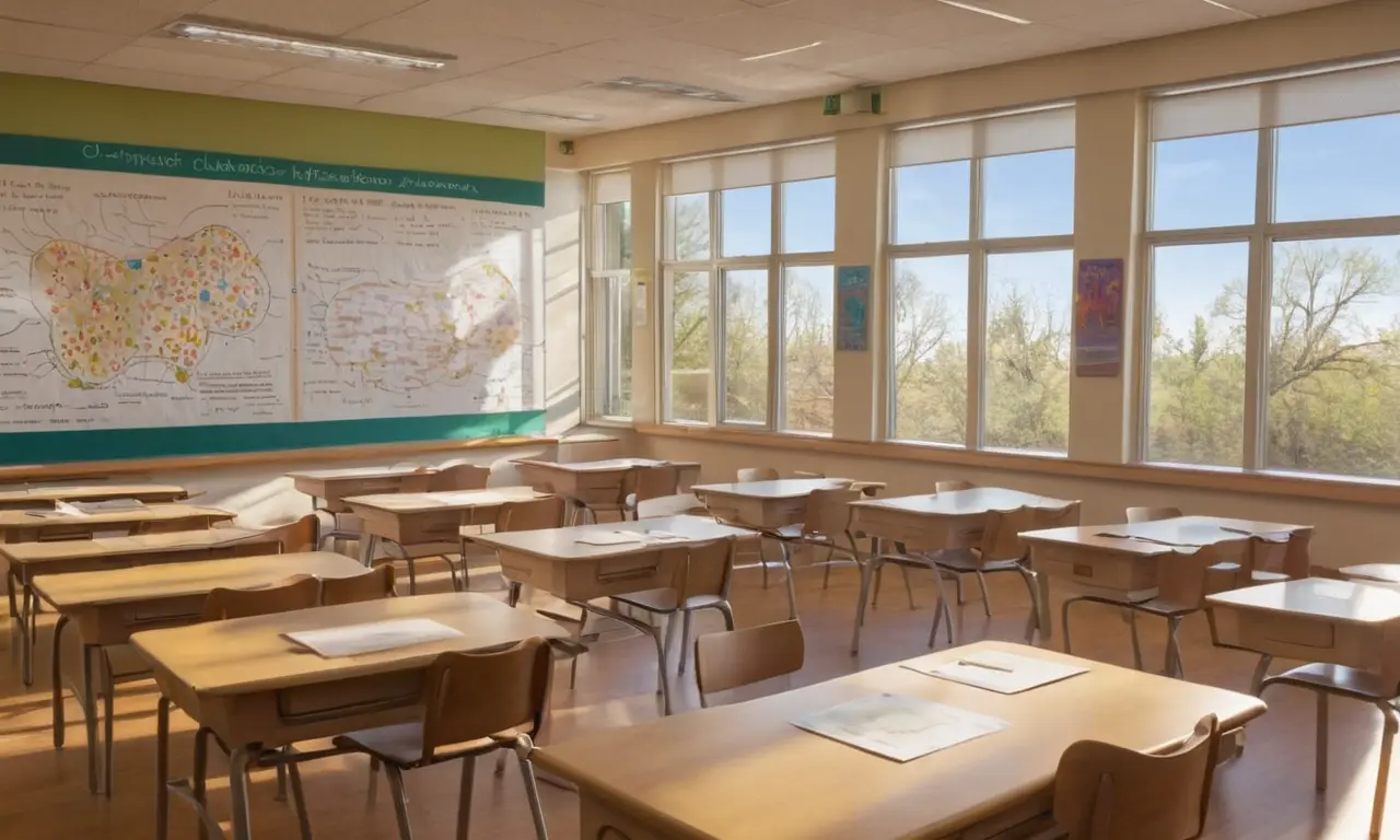 Salle de classe lumineuse avec diagramme cellulaire