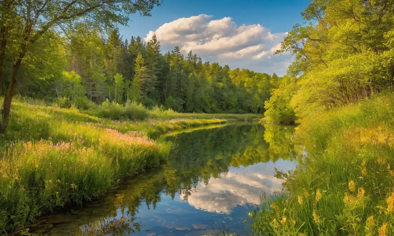 Paysage vivant avec lumière et détails naturels