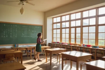 Salle de classe ensoleillée