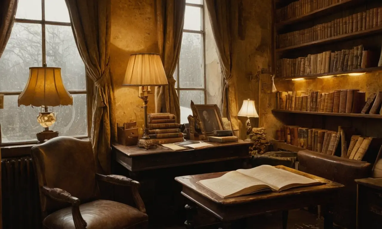 Une pièce sombre pleine de livres anciens