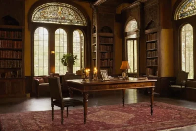 Bibliothèque mystérieuse imprégnée de littérature ancienne