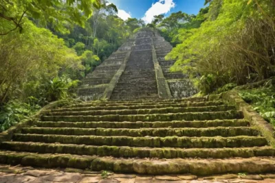 Pyramide maya dans une jungle luxuriante