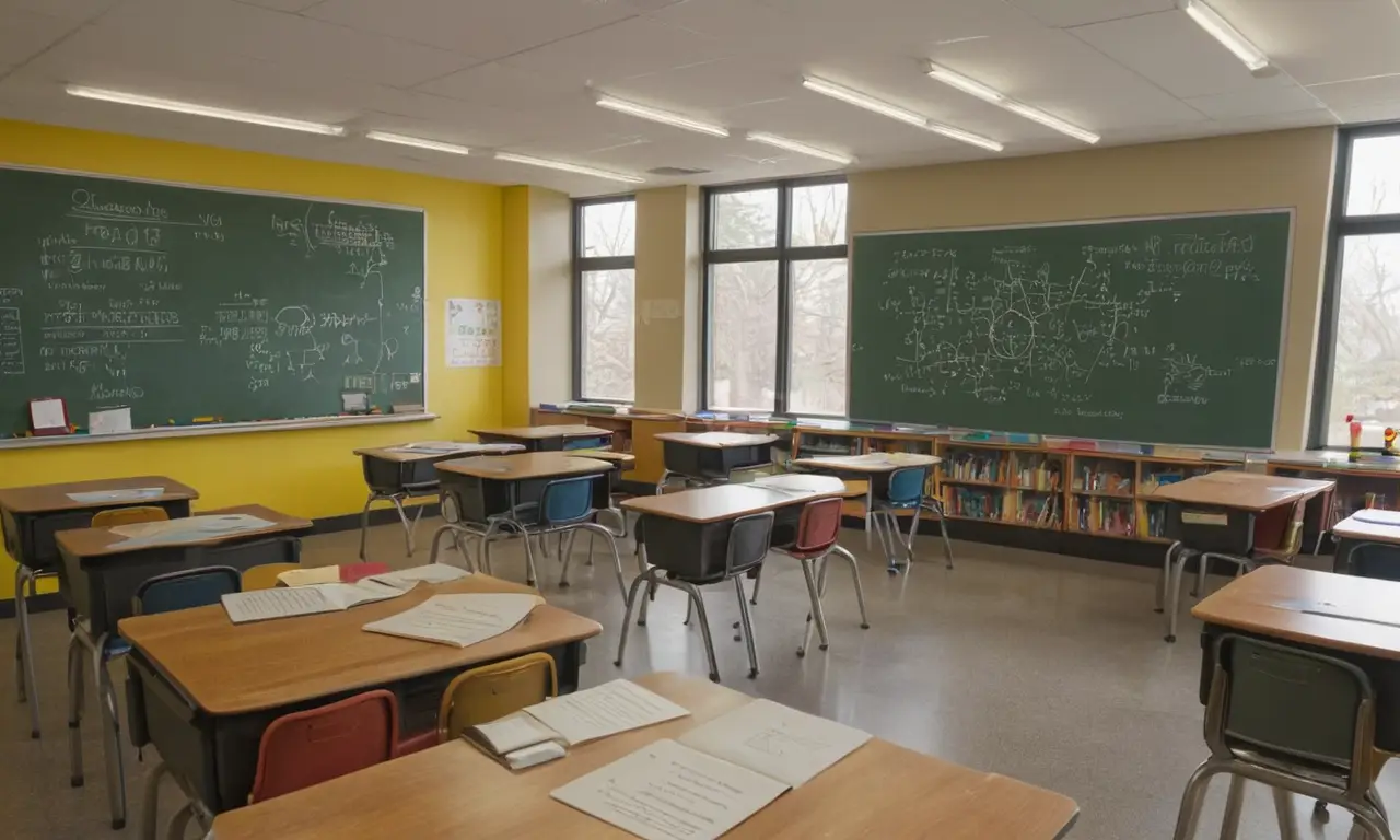 Salle de classe éclairée, apprenants concentrés