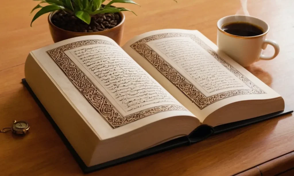 Un livre arabe ouvert sur une table