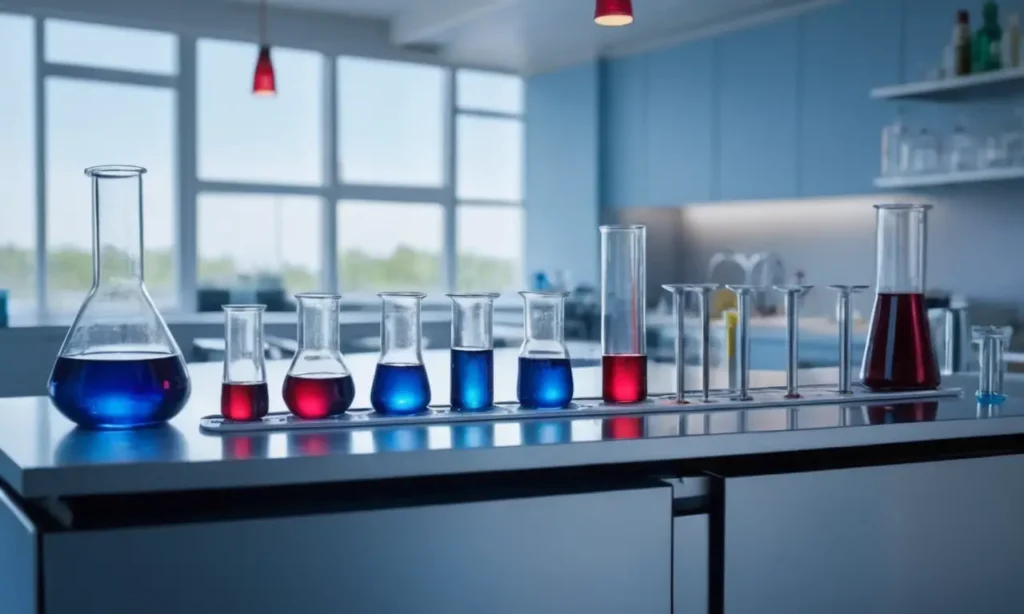 Laboratoire organisé avec bocaux colorés