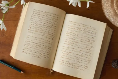 Un livre ancien avec des pages délicates