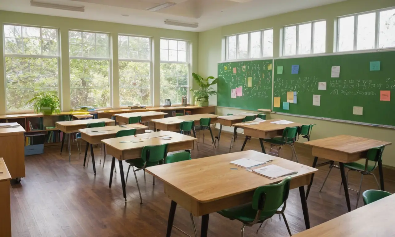Salle de classe dynamique, élèves engagés et lumineux