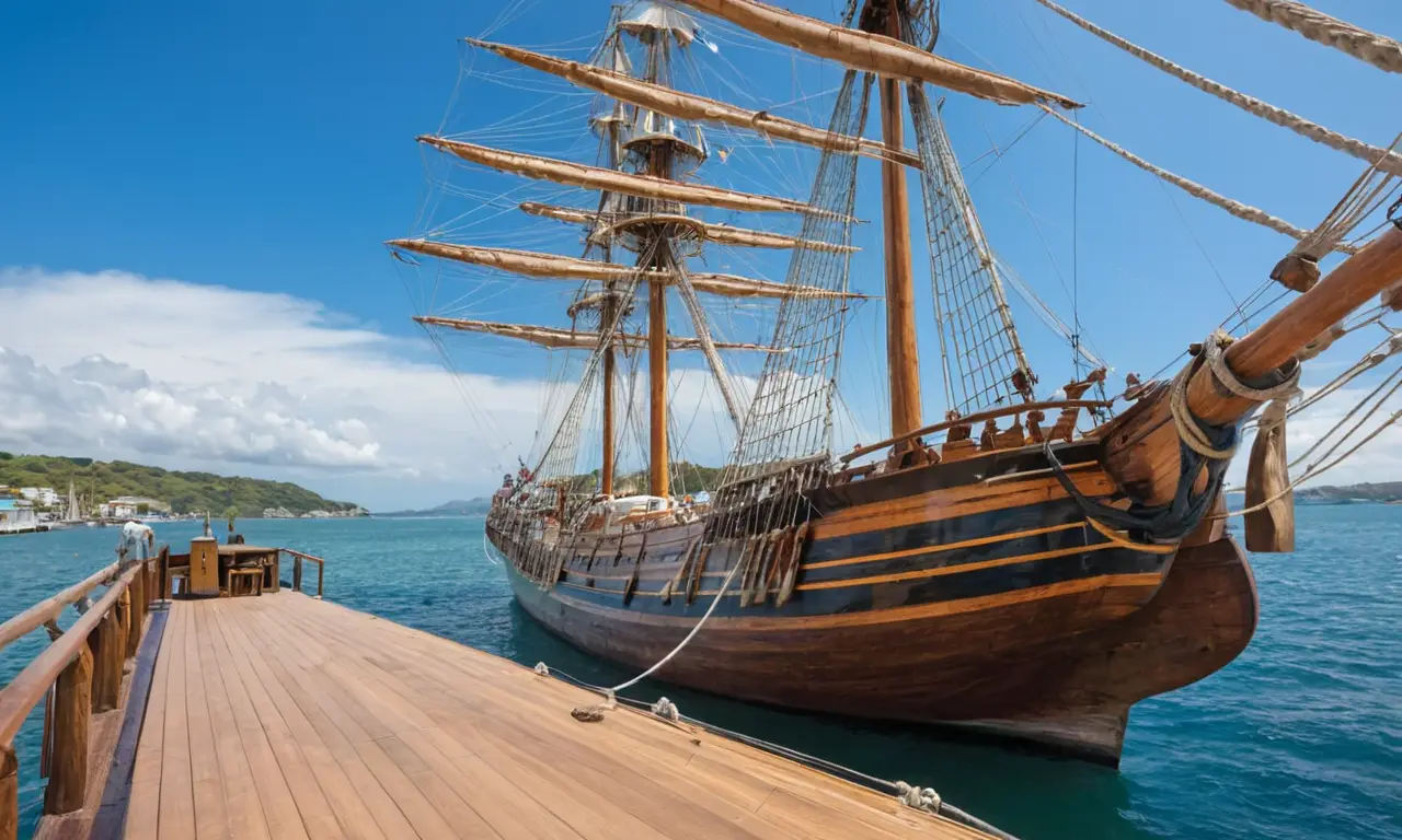 Un majestueux voilier ancré dans un port