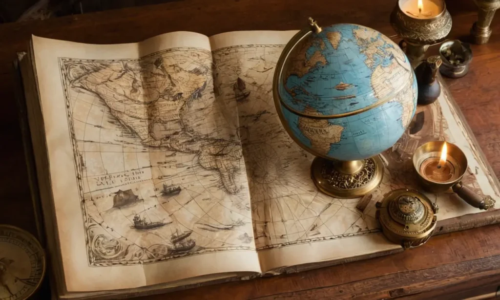 Une carte ancienne sur une table rustique