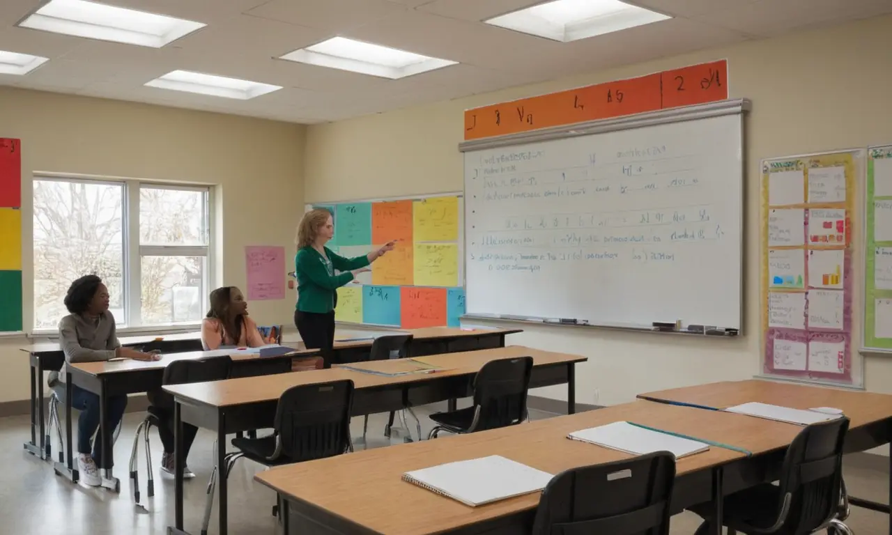 Salle de classe animée avec élèves concentrés