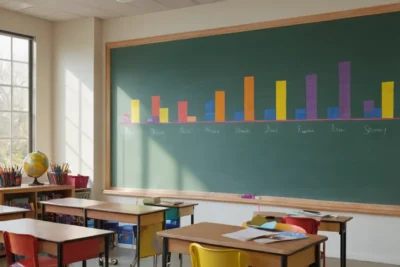 Salle de classe lumineuse avec graphiques colorés