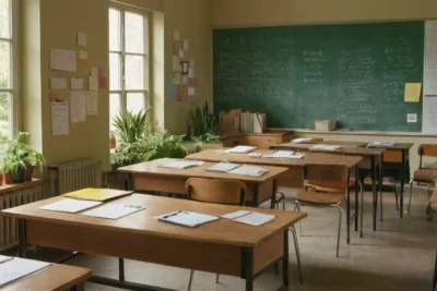 Salle de classe lumineuse et animée