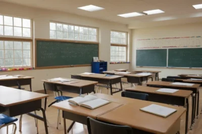 Salle de classe baignée de lumière
