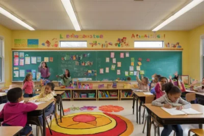 Salle de classe joyeuse et colorée