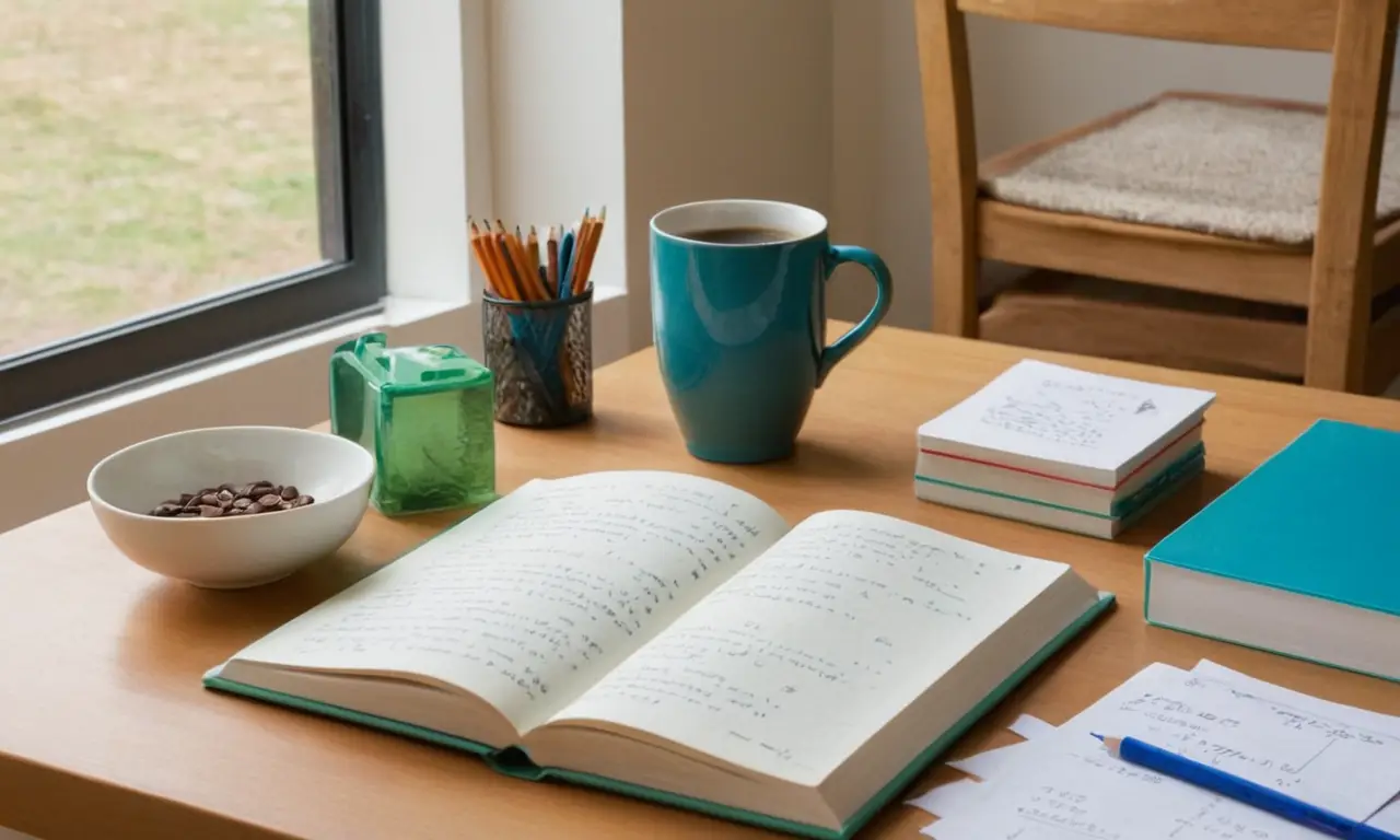 Bureau organisé, lumineux et studieux