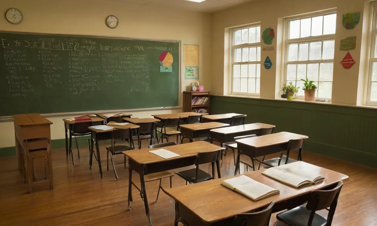 Salle de classe illuminée, ambiance studieuse et vivante