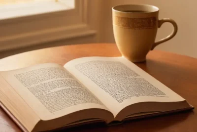 Un livre ancien posé sur une table